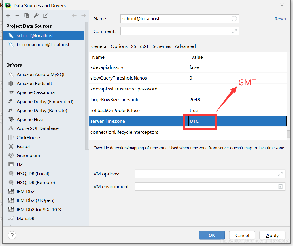 DataGrip 2020.1连接数据库报错 Server returns invalid timezone. Need to set‘serverTimezone’property