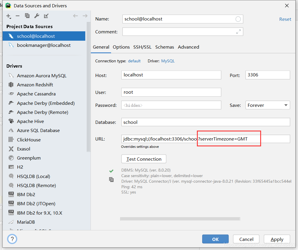 DataGrip 2020.1连接数据库报错 Server returns invalid timezone. Need to set‘serverTimezone’property