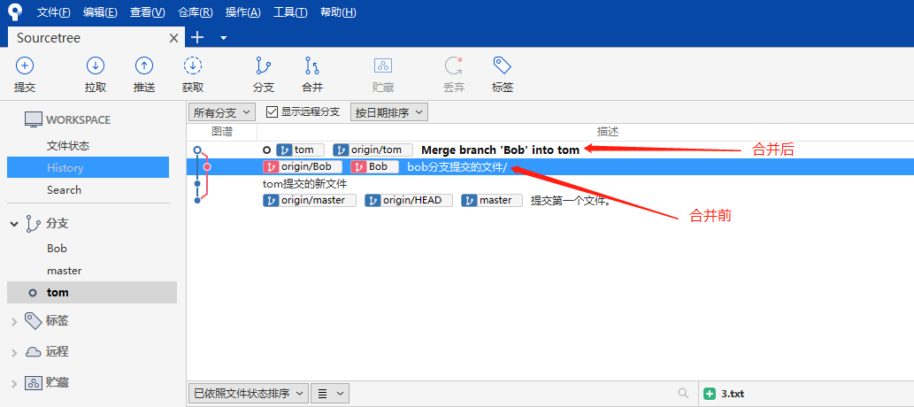 Git 管理工具 SourceTree 的使用（上手简单，不熟悉git命令的开发者必用）