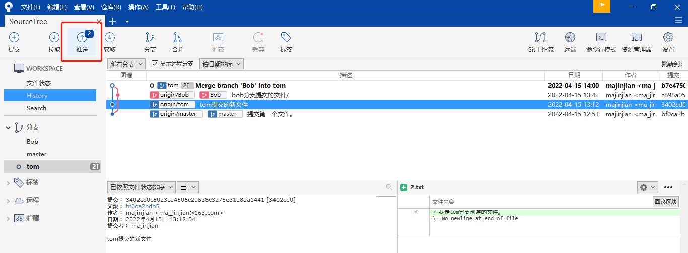 Git 管理工具 SourceTree 的使用（上手简单，不熟悉git命令的开发者必用）