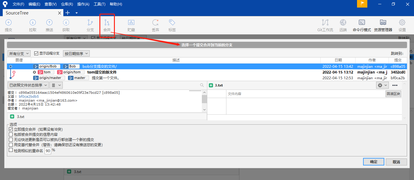 Git 管理工具 SourceTree 的使用（上手简单，不熟悉git命令的开发者必用）