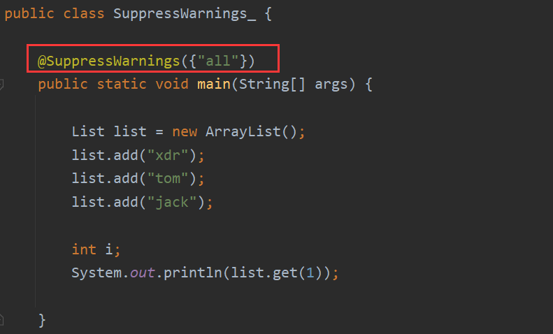 【Java】SuppressWarnings 注解