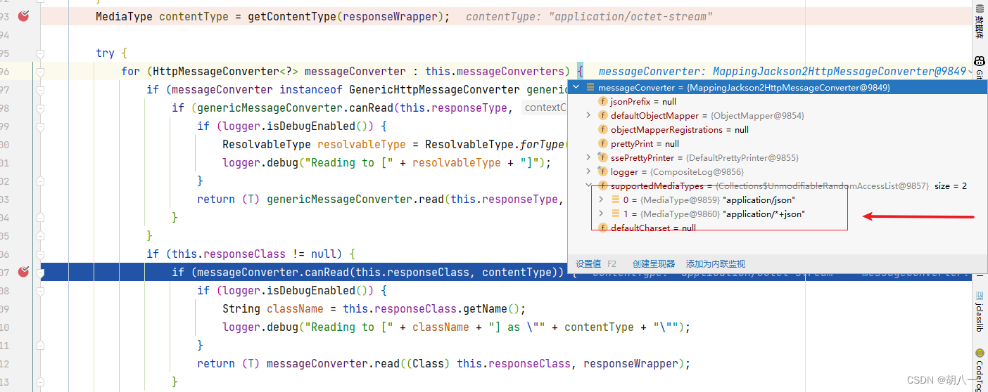 解决:Could not extract response: no suitable HttpMessageConverter found for content type [xxx]