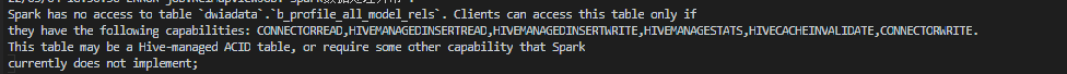 Spark has no access to table `dwiadata`.`b_profile_all_model_rels`.