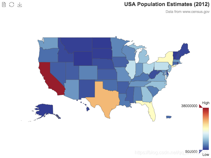 98Echarts - 地理坐标/地图（USA Population Estimates (2012)）