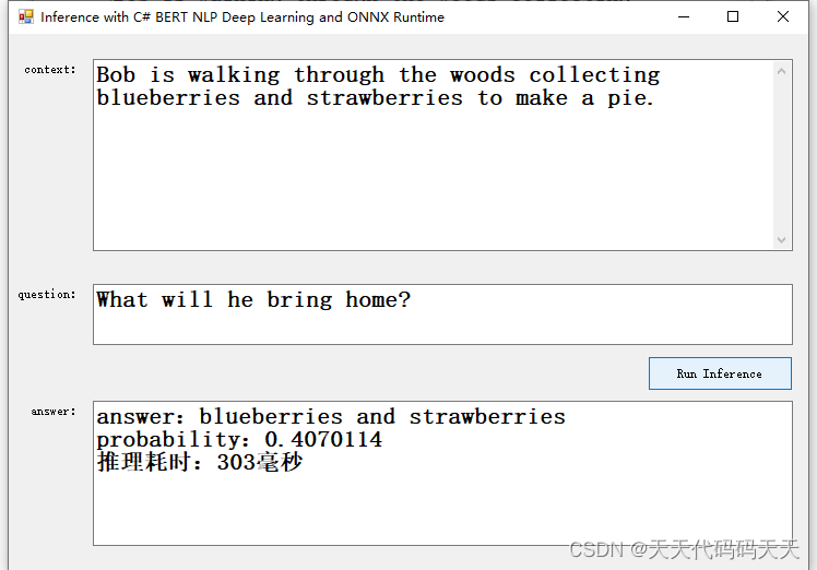 Inference with C# BERT NLP Deep Learning and ONNX Runtime