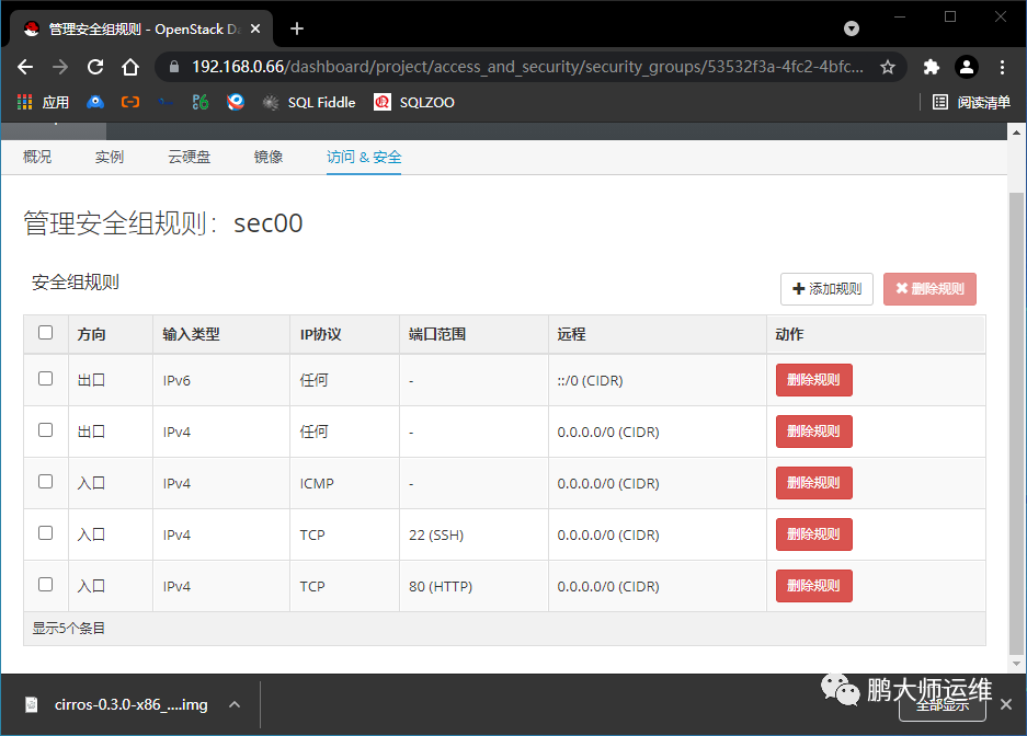 05openstack部署之安全组与密钥对