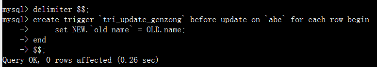 mysql触发器的使用 想让b字段在更新的时候把旧数据保存到a字段中