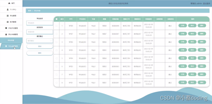 基于SpringBoot+Vue的高校大学生评奖评优系统的详细设计和实现(源码+lw+部署文档+讲解等)