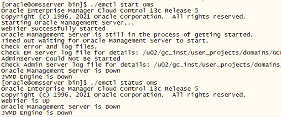 em安装成功后oms不能正常启动