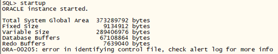 ora-00205 无法识别控制文件