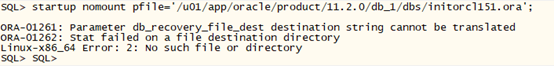 ORA-01261 参数db_recovery_file_dest不能转义