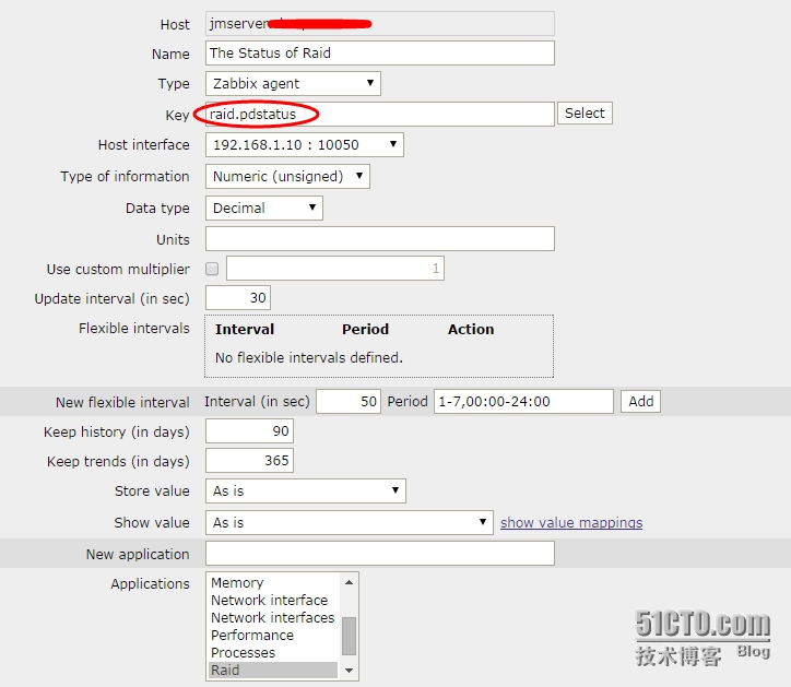 zabbix实现 SAS 6/iR 型号 Raid信息监控