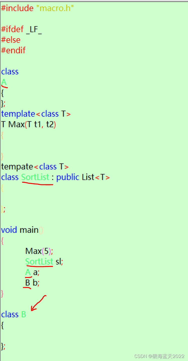 对C++代码进行语法着色，分析关键字class，判断是类的定义还是模板参数。