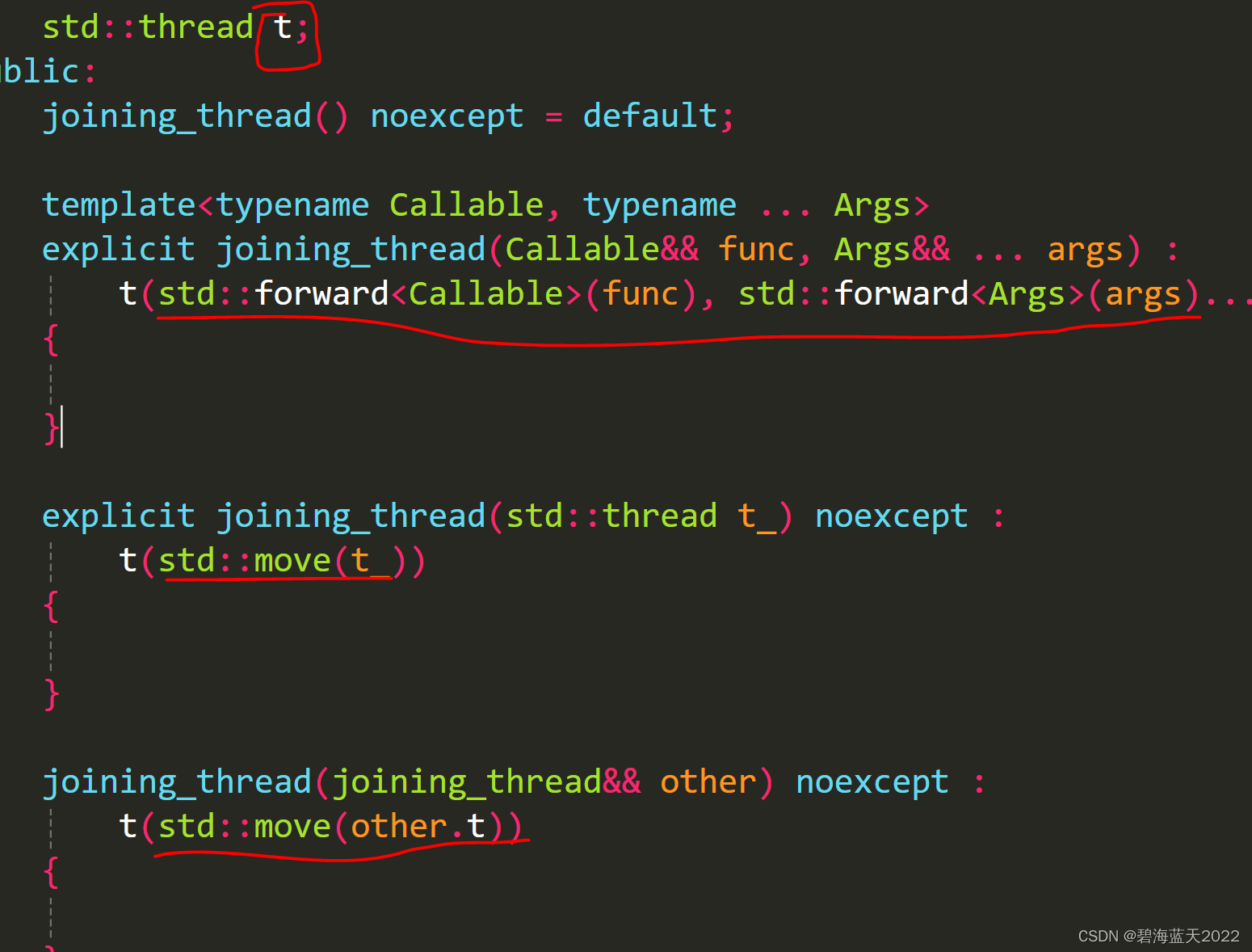 可变参数应用（C++并发编程中的joining_thread代码）