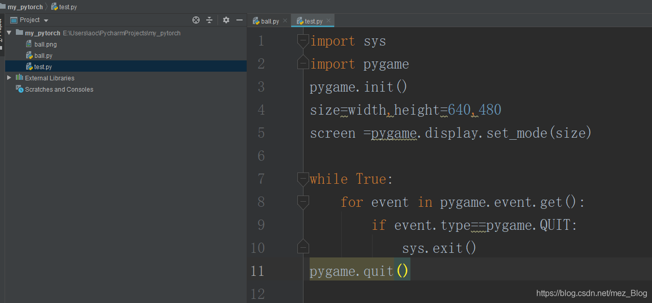 Pygame制作跳跃小球小游戏