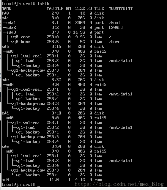 CentOS7下的综合实验（RAID5+LVM+inotify+rsync+backup快照）