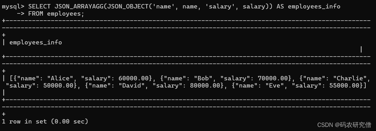 详细分析Mysql中的 JSON_ARRAYAGG 基本知识（附Demo）