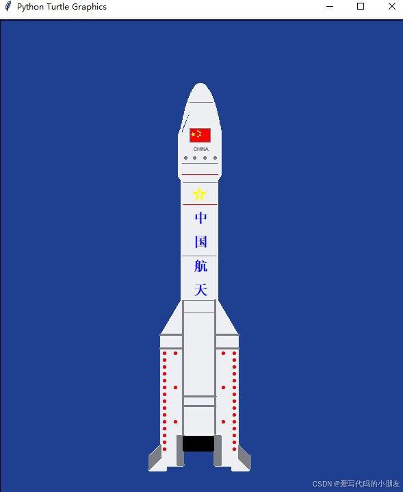 使用Python的Turtle库绘制中国火箭模型，点燃航天梦！