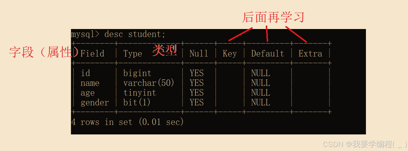 初始MYSQL数据库（1）——创建、删除数据库和数据表的相关操作