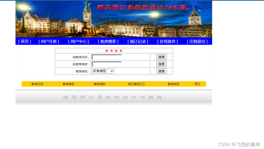 基于Servlet+Jsp实现的酒店客房预定管理系统分前后台