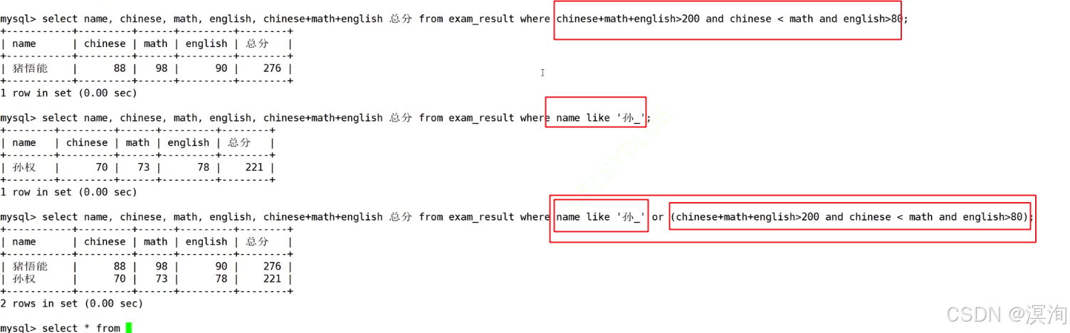 Linux下学【MySQL】表中插入和查询的进阶操作（distinct、between、in、like、where、not、NULL、order by）