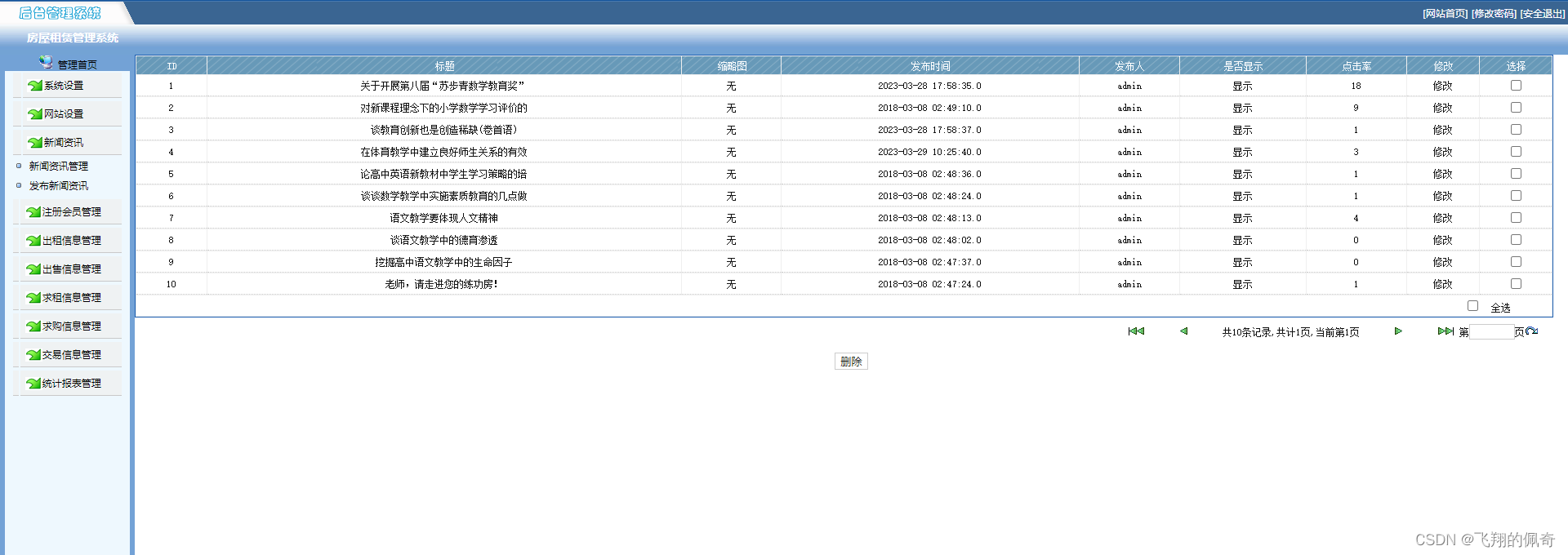 基于Servlet房屋租赁管理信息系统(含前后台)(Java+Servlet+jsp+mysql)