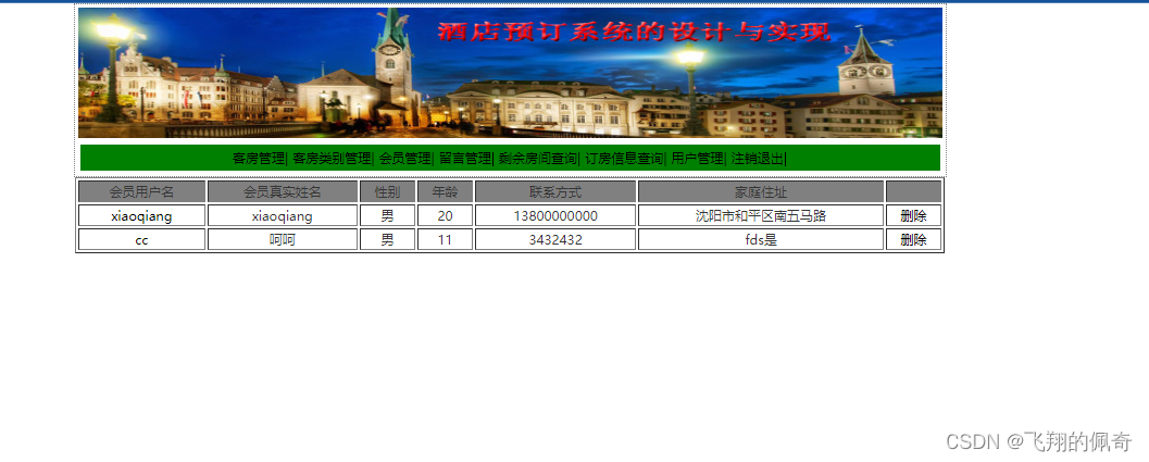 基于Servlet+Jsp实现的酒店客房预定管理系统分前后台
